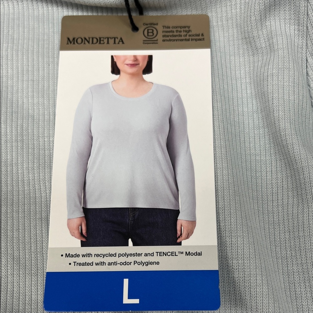 Mondetta Pale Blue Long Sleeve Women's Tee - Picture 7 of 8